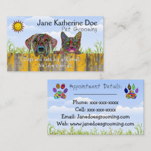 Dog and Cat Pet Grooming Business Cards