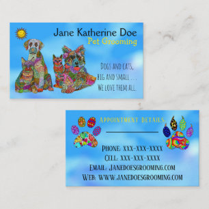 Dog and Cat Pet Grooming Business Cards