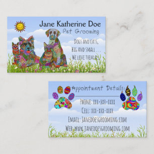 Dog and Cat Pet Grooming Business Cards