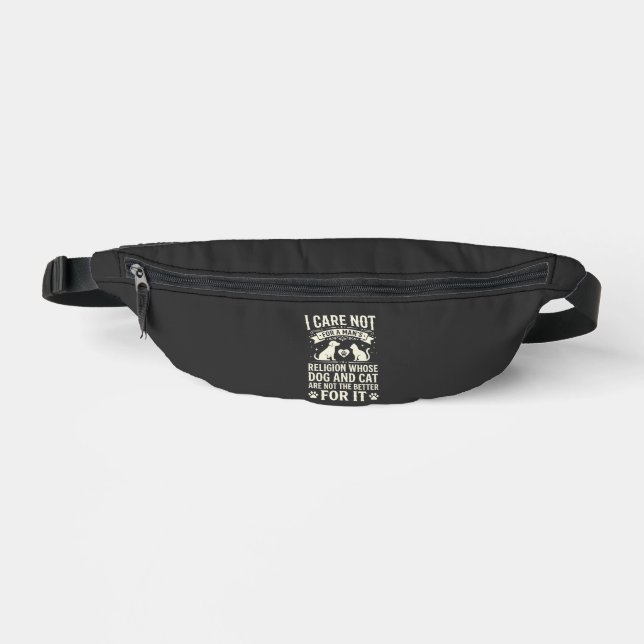 Dog and Cat Religion Quote Fanny Pack (Front)
