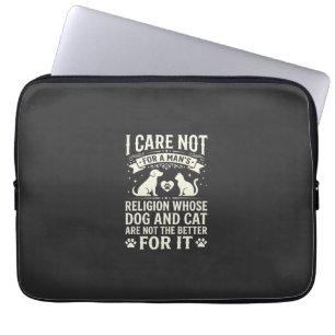 Dog and Cat Religion Quote Laptop Sleeve