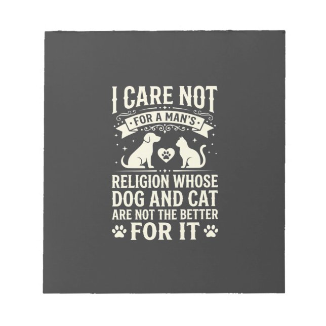 Dog and Cat Religion Quote Notepad (Front)