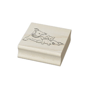Dog and Cat Rubber Stamp