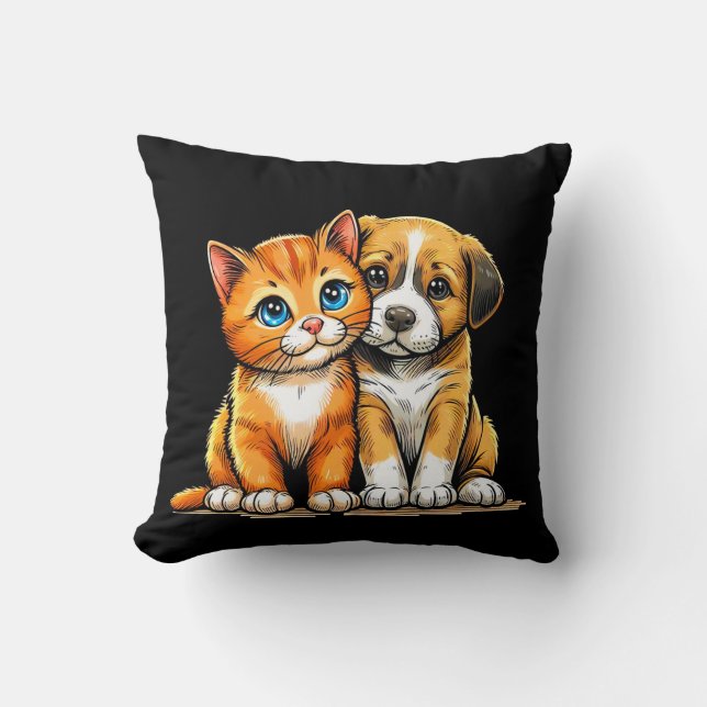 dog and cat throw pillow (Front)
