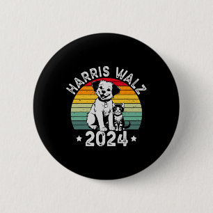 Dog And Cat Vintage Kamala Harris Tim W 2024 Elect 2 Inch Round Button