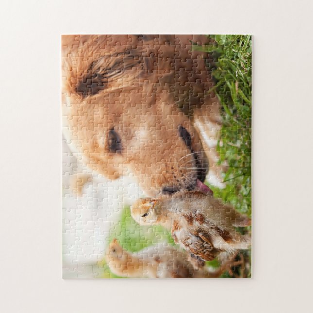 Dog and Chick Jigsaw Puzzle (Vertical)