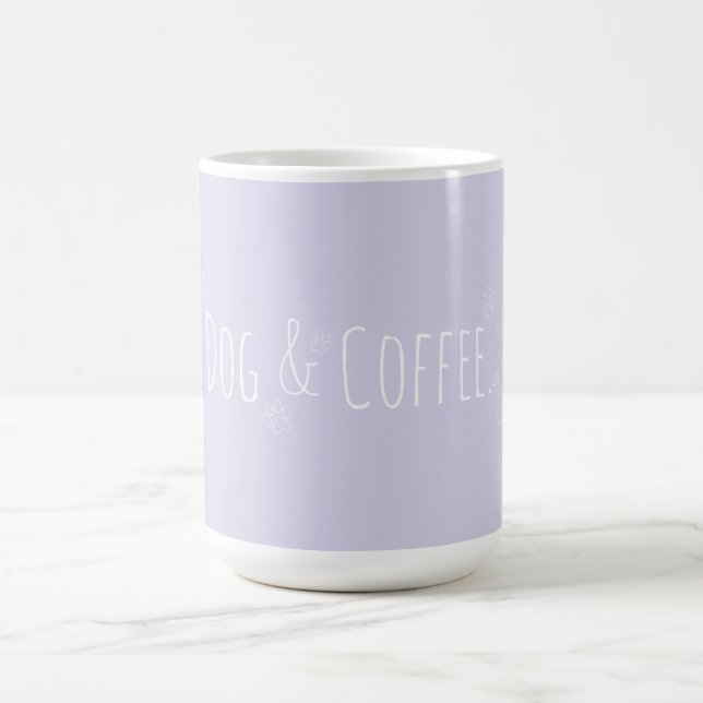 Dog and Coffee Lilac Purple  Coffee Mug (Center)