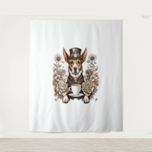 dog and coffee  tapestry