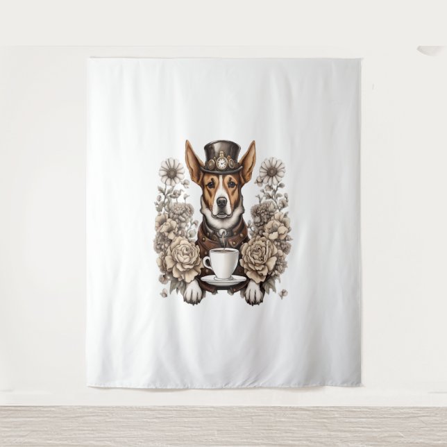 dog and coffee  tapestry (Front)