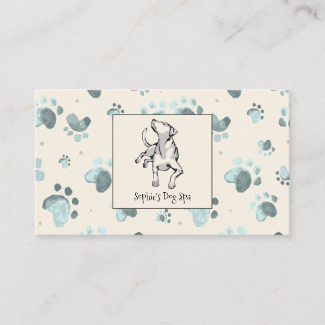 Dog And Dog Bone Pattern Dog Grooming Spa Business Card (Front)