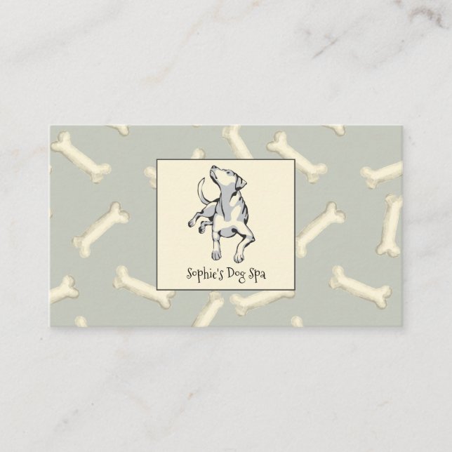 Dog And Dog Bone Pattern Dog Grooming Spa Business Card (Front)