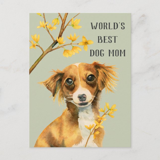 Dog and Flowers | Dog Mom | Mother's Day Postcard (Front)