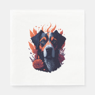 Dog  and flowers  napkin