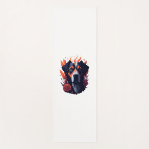 Dog and flowers yoga mat