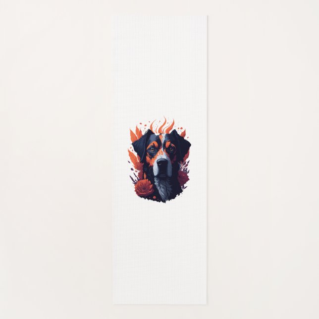 Dog  and flowers  yoga mat (Front)