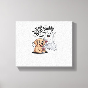 Dog and ghost drinking wine. Classic T-Shirt Canvas Print