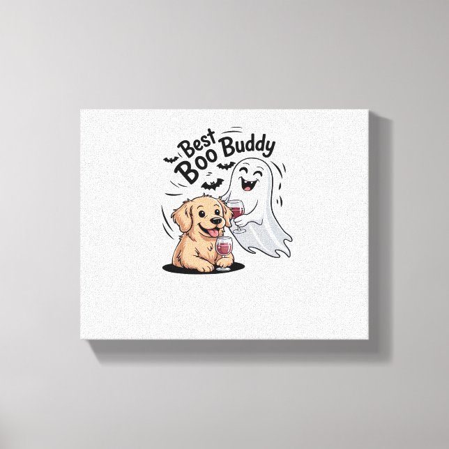 Dog and ghost drinking wine. Classic T-Shirt Canvas Print (Front)
