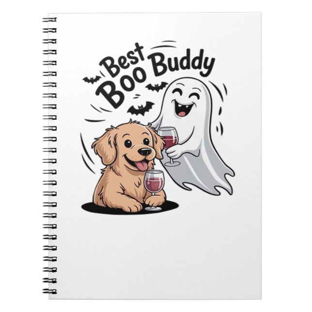 Dog and ghost drinking wine. Classic T-Shirt Notebook (Front)