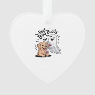 Dog and ghost drinking wine. Classic T-Shirt Ornament