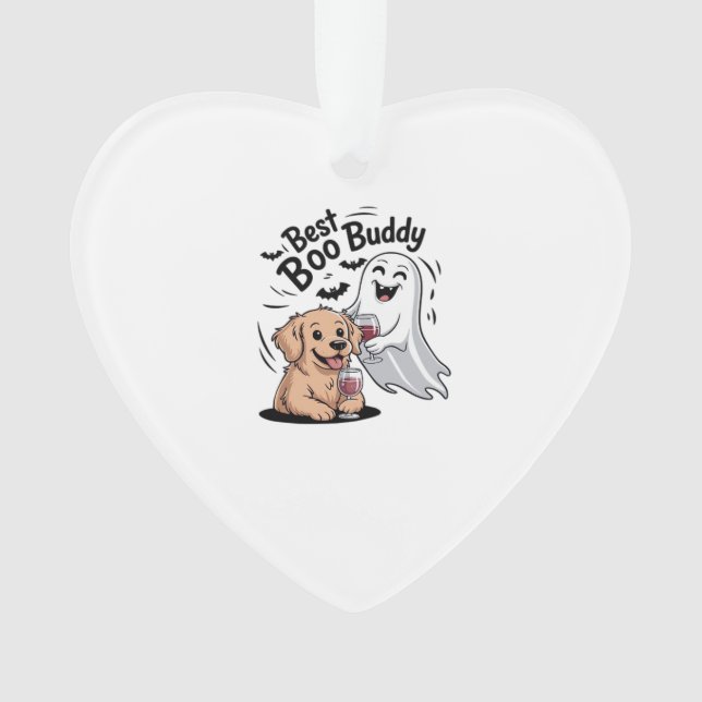 Dog and ghost drinking wine. Classic T-Shirt Ornament (Front)