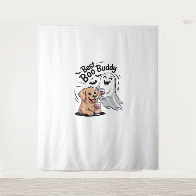 Dog and ghost drinking wine. Classic T-Shirt Tapestry (Front)