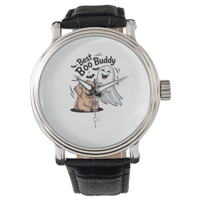 Dog and ghost drinking wine. Classic T-Shirt Watch (Front)