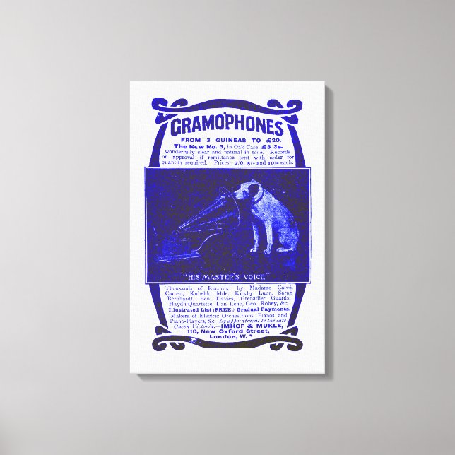 Dog and gramophone canvas print (Front)