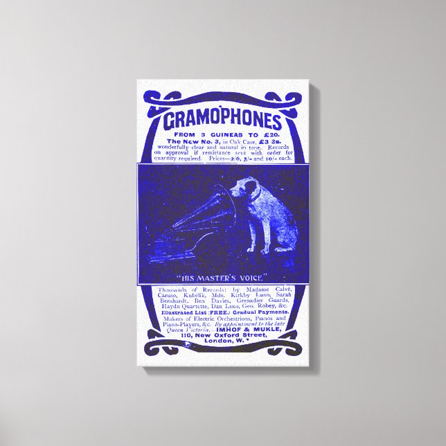 Dog and gramophone canvas print (Front)