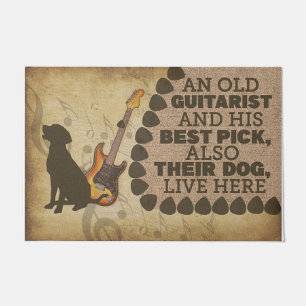 Dog And Guitarist Doormat, Cute Family Mat