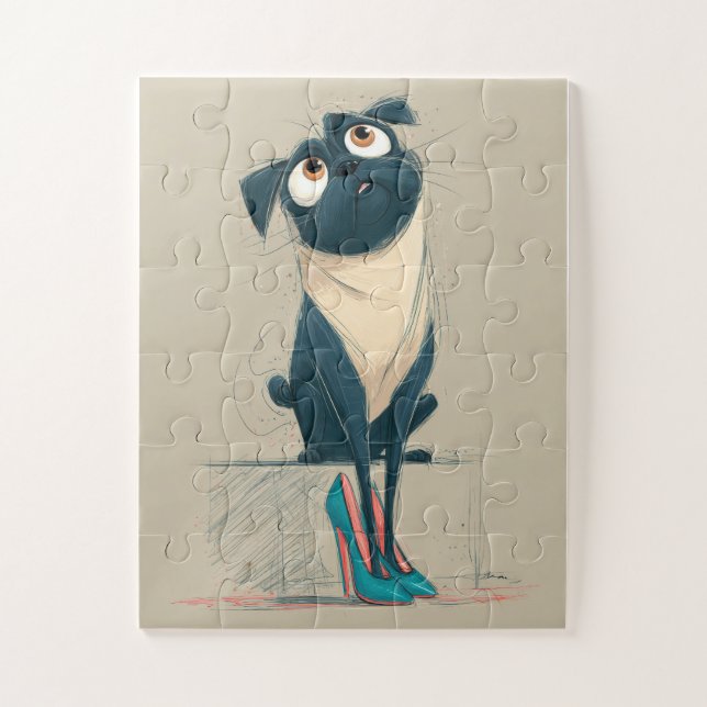 Dog and High Heels – Funny Puzzle (Vertical)