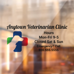 Dog and Medical Symbol Veterinarian Window Cling