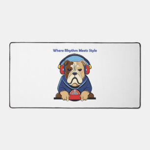 Dog and Music-Inspired Graphic Design Desk Mat