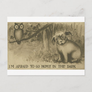 dog and owl postcard