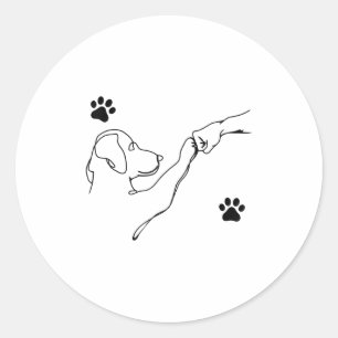Dog And People Punch Hand Dog Friendship Fist Bump Classic Round Sticker