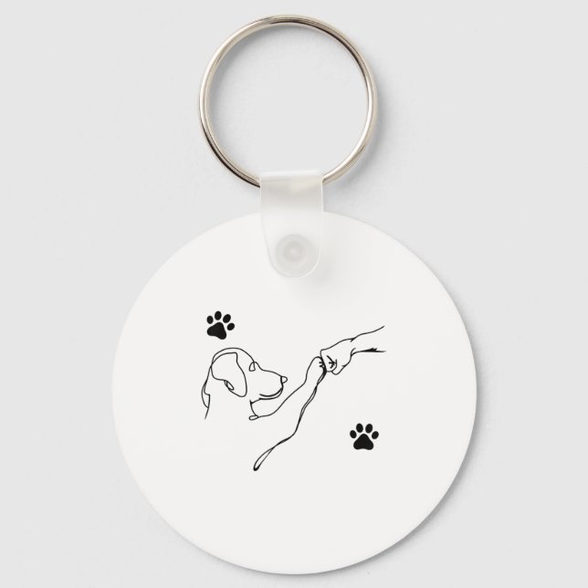 Dog And People Punch Hand Dog Friendship Fist Bump Keychain (Front)