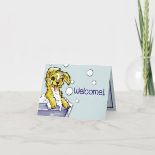 Dog and Pet Groomer Welcome - Doggie Bubble Bath Card