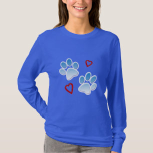 Dog and Puppy Paws and Hearts T-Shirt