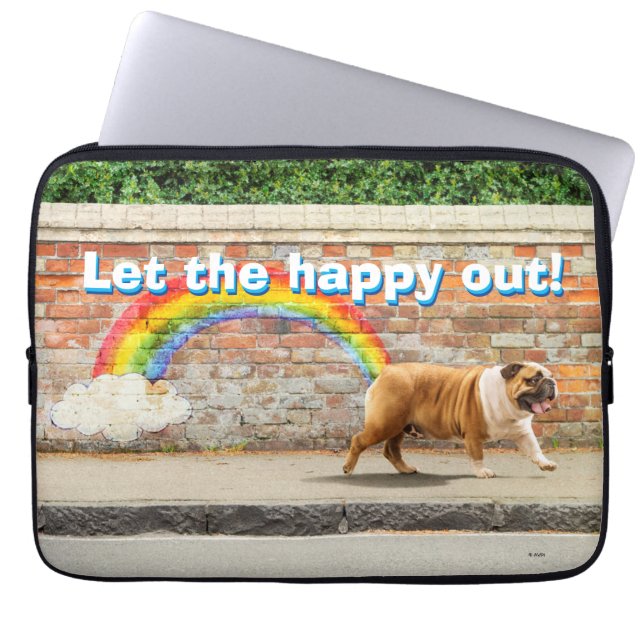 Dog and Rainbow Graffiti Laptop Sleeve (Front)
