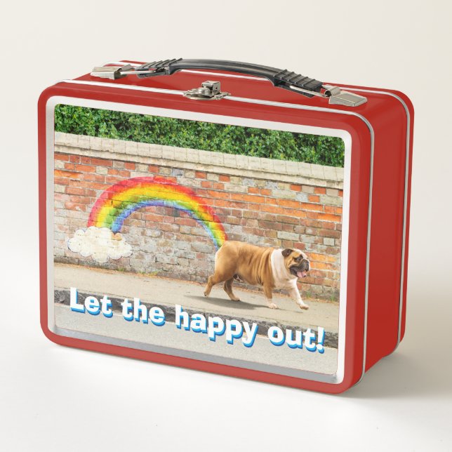 Dog and Rainbow Graffiti Metal Lunch Box (Front)
