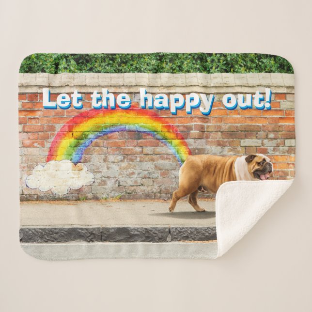 Dog and Rainbow Graffiti Sherpa Blanket (Front (Horizontal))
