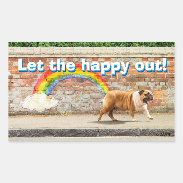 Dog and Rainbow Graffiti Sticker (Front)