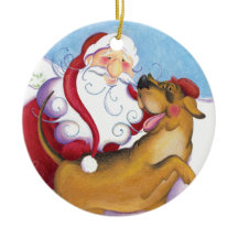 Dog and Santa / Ornament