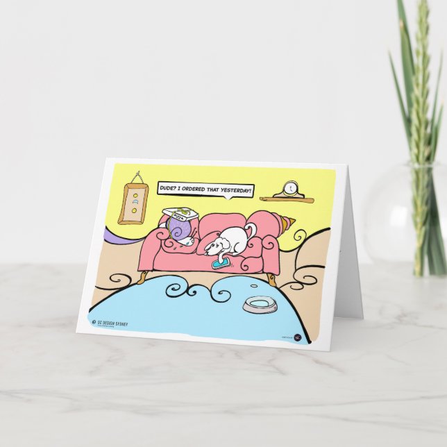 Dog and Snail Pizza Delivery Funny Card (Front)