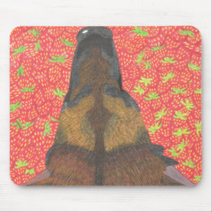 Dog and strawberry mouse pad