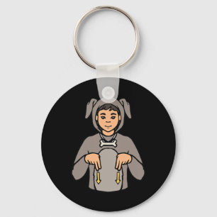 Dog Animal ASL Hand Gesture Deaf Hearing Loss Awar Keychain