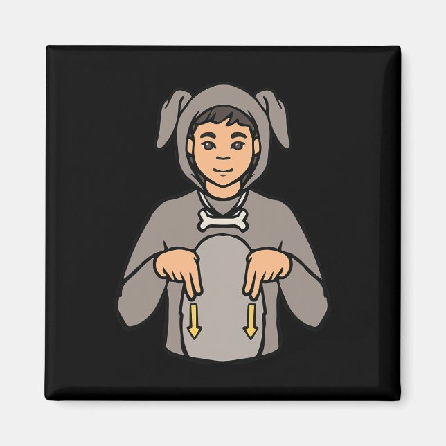 Dog Animal ASL Hand Gesture Deaf Hearing Loss Awar Magnet (Front)