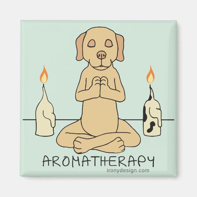 Dog Aromatherapy Meditation Funny Cartoon Magnet (Front)