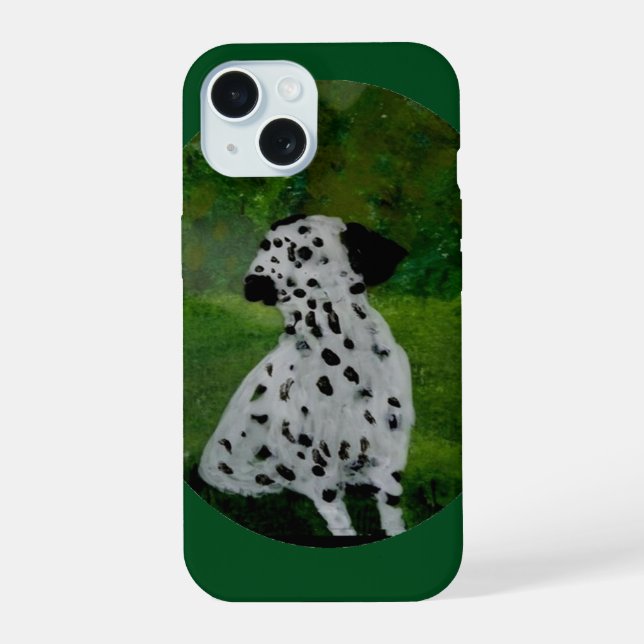 Dog Art Dalmatian Custom Colour iPhone 15 Case (Back)