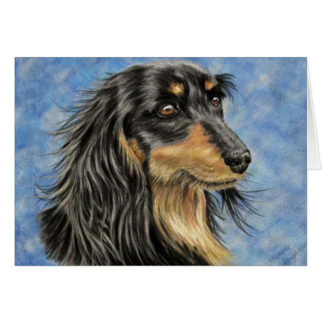 Dog Art - Long Haired Dachshund Art Marcus (Front Horizontal)