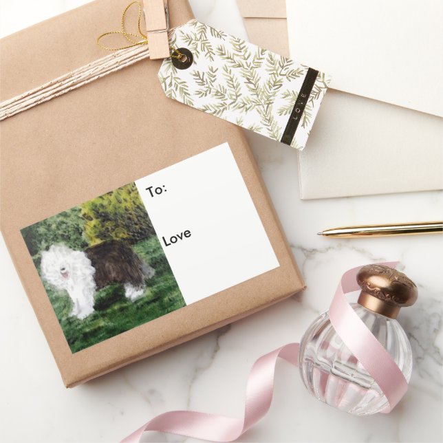 Dog Art Old English Sheepdog Custom Sticker (Gifting)